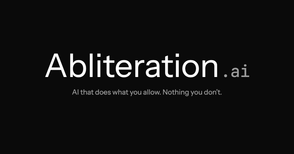 Captura de la página de inicio de abliteration.ai, herramienta de IA programación