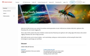Adobe Firefly API documentation — screenshot of the image generation AI tool, 2026-10-02