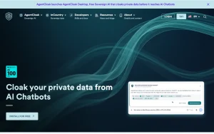 AgentCloak (by InCountry) homepage — screenshot of the chat assistants AI tool, 2026-10-01