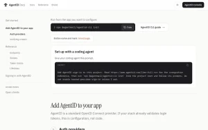 AgentID documentation — screenshot of the coding AI tool, 2026-10-01