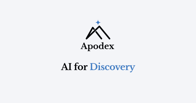 Apodex homepage screenshot, research & search AI tool
