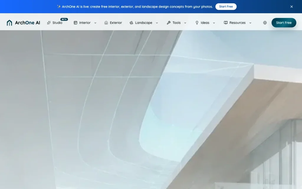 ArchOne AI Startseite – Screenshot des KI-Tools bilderzeugung, Oct 1, 2026