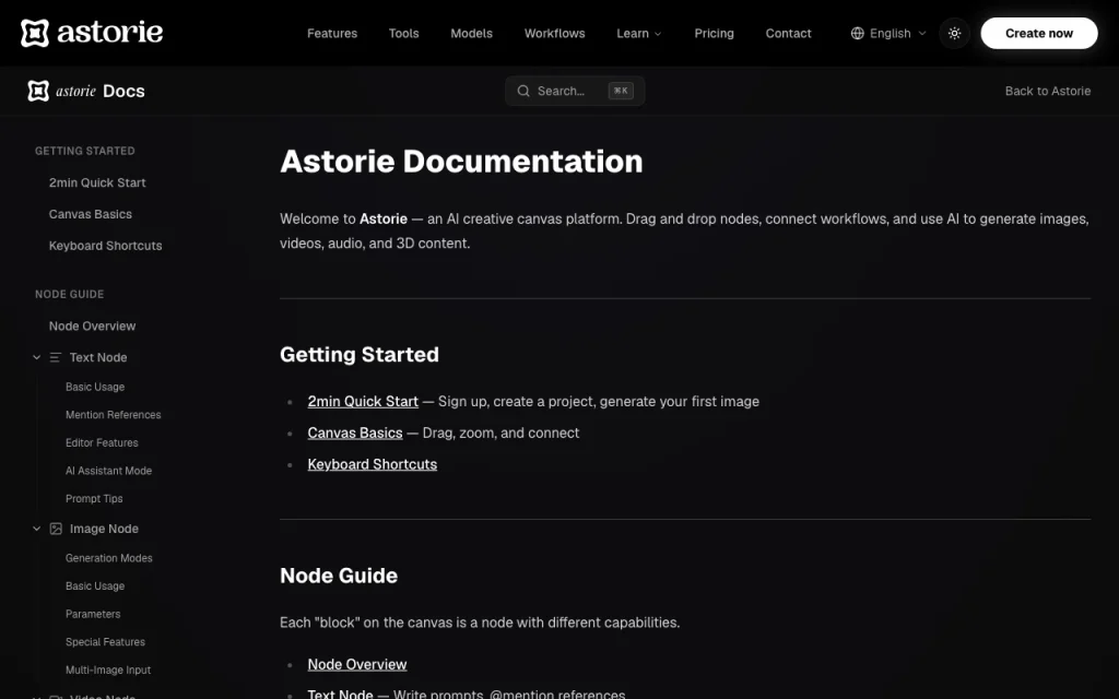 Astorie documentation — screenshot of the video AI tool, Oct 1, 2026