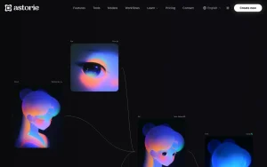 Astorie homepage — screenshot of the video AI tool, 2026-10-01