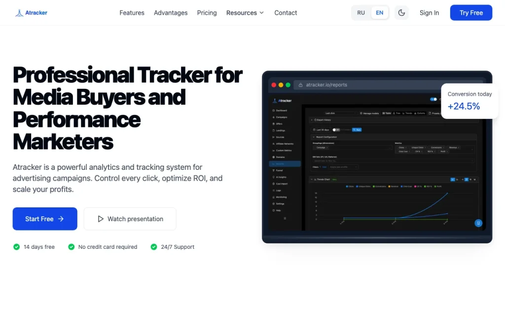 ATracker Startseite – Screenshot des KI-Tools produktivität & schreiben, Oct 1, 2026