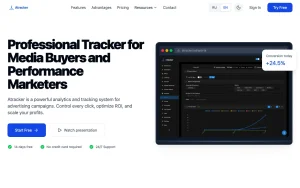 ATracker homepage — screenshot of the productivity & writing AI tool, 2026-10-01