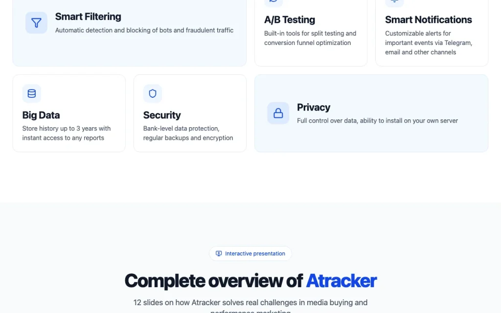 ATracker page d'accueil — capture d'écran de l'outil d'IA productivité et rédaction, Oct 1, 2026