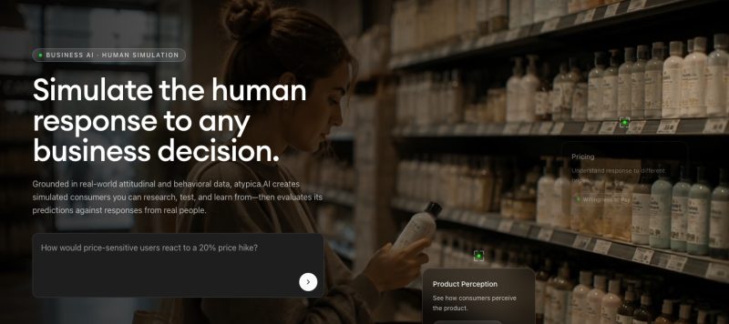 atypica.AI homepage screenshot, research & search AI tool