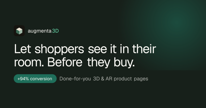 Augmenta3D homepage screenshot, image generation AI tool