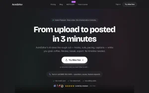 AutoEditor about page — screenshot of the video AI tool, 2026-10-01