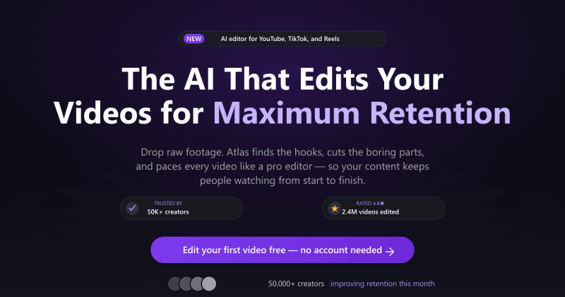 AutoEditor homepage screenshot, video AI tool