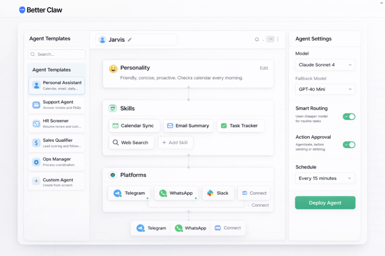 BetterClaw homepage screenshot, productivity & writing AI tool