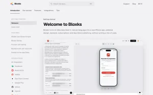 Bloxks documentation — screenshot of the coding AI tool, 2026-10-01