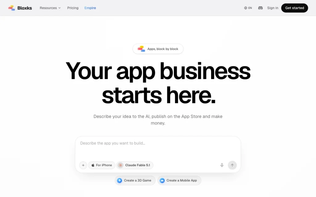 Bloxks página de precios con planes y precios — captura de pantalla de la herramienta de IA programación, Oct 1, 2026