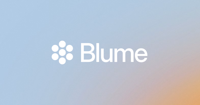 Blume homepage screenshot, coding AI tool