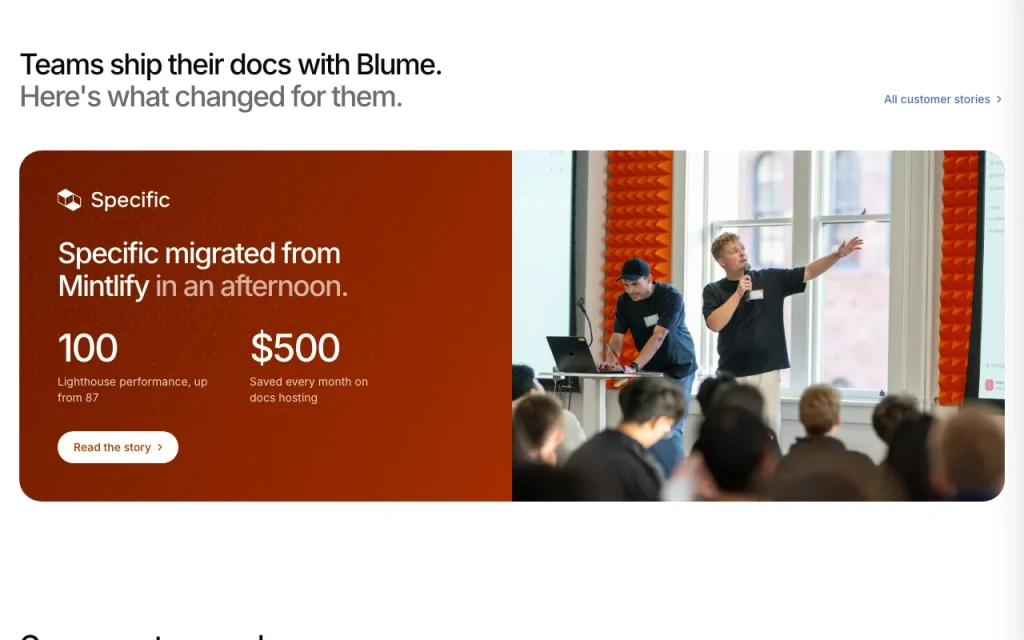 Blume homepage — screenshot of the coding AI tool, Oct 1, 2026