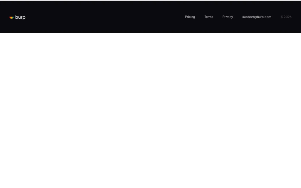 Burp pricing page with plans and prices — screenshot of the video AI tool, Oct 1, 2026