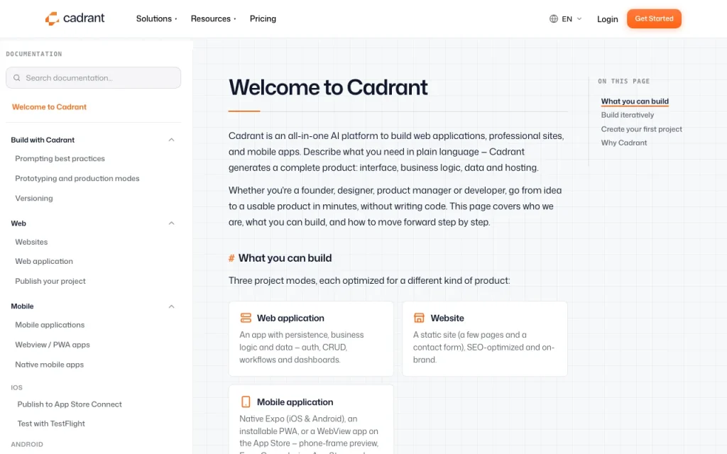 Cadrant documentation — screenshot of the coding AI tool, Oct 1, 2026