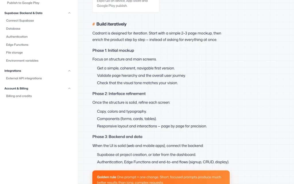 Cadrant documentation — screenshot of the coding AI tool, Oct 1, 2026
