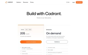 Cadrant pricing page with plans and prices — screenshot of the coding AI tool, 2026-10-01