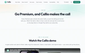 Callio pricing page with plans and prices — screenshot of the audio & voice AI tool, 2026-10-01