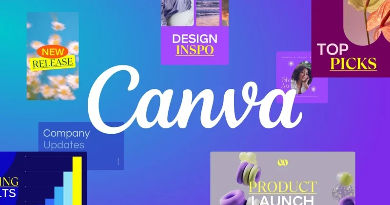 Canva homepage screenshot, productivity & writing AI tool