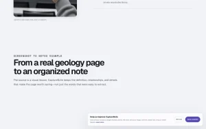 CaptureNote homepage — screenshot of the productivity & writing AI tool, 2026-10-01