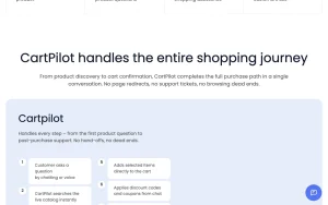 CartPilot homepage — screenshot of the chat assistants AI tool, 2026-10-01