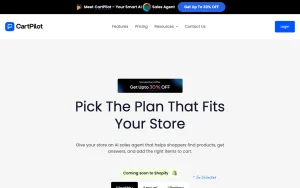 CartPilot pricing page with plans and prices — screenshot of the chat assistants AI tool, 2026-10-01