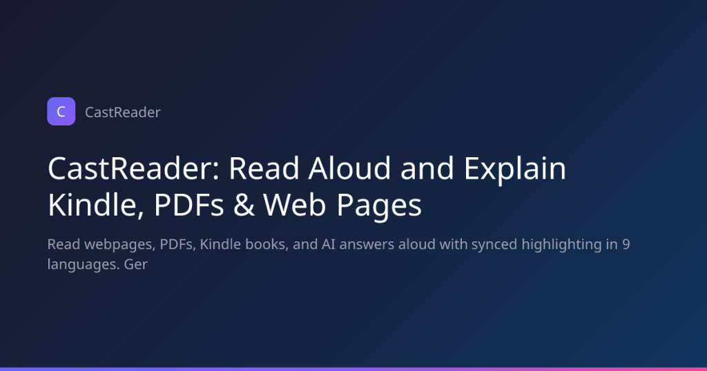 CastReader homepage screenshot, audio & voice AI tool