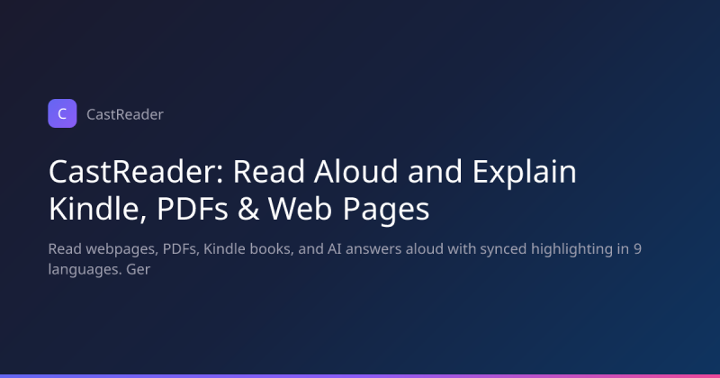 CastReader homepage screenshot, audio & voice AI tool