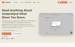 CastReader homepage — screenshot of the audio & voice AI tool, 2026-10-01