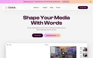 CinLink homepage — screenshot of the video AI tool, 2026-10-01