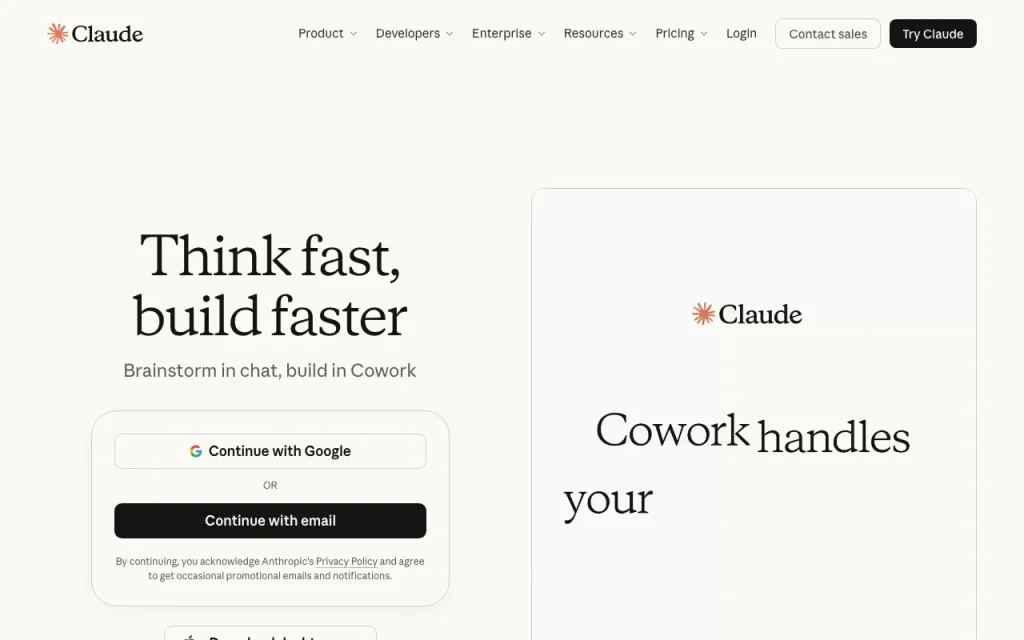 Claude homepage — screenshot of the chat assistants AI tool, Oct 1, 2026