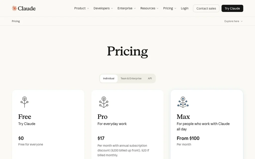 Claude pricing page with plans and prices — screenshot of the chat assistants AI tool, Oct 1, 2026