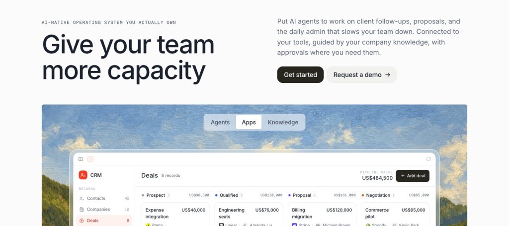 Capture d'écran de la page d'accueil de Clawnify, outil d'IA productivité et rédaction