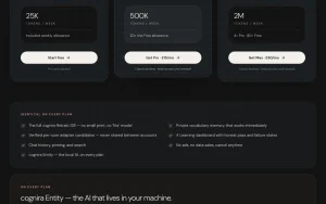 cognira pricing page with plans and prices — screenshot of the chat assistants AI tool, 2026-10-01