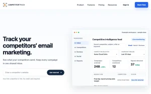 CompetitorTrack homepage — screenshot of the research & search AI tool, 2026-10-01