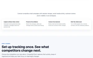 CompetitorTrack homepage — screenshot of the research & search AI tool, 2026-10-01