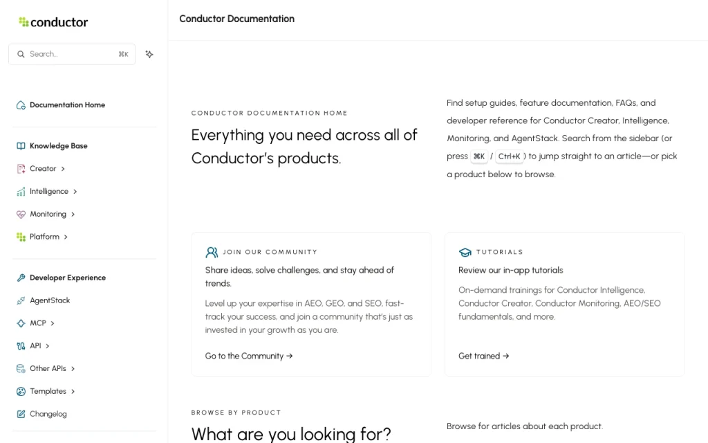 Conductor documentation — screenshot of the research & search AI tool, Oct 1, 2026