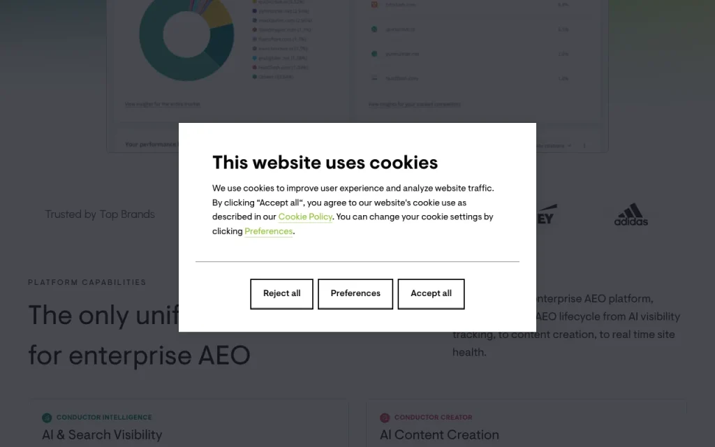 Conductor homepage — screenshot of the research & search AI tool, Oct 1, 2026