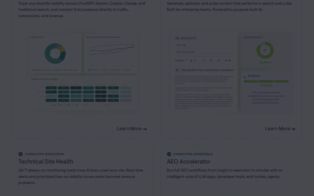 Conductor homepage — screenshot of the research & search AI tool, Oct 1, 2026