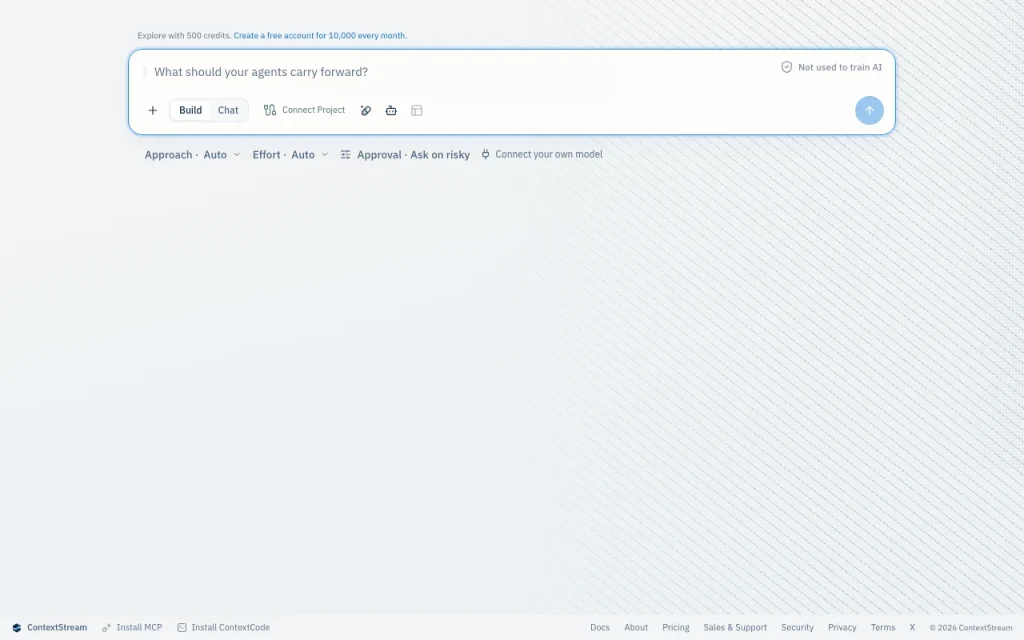ContextStream homepage — screenshot of the coding AI tool, Oct 1, 2026