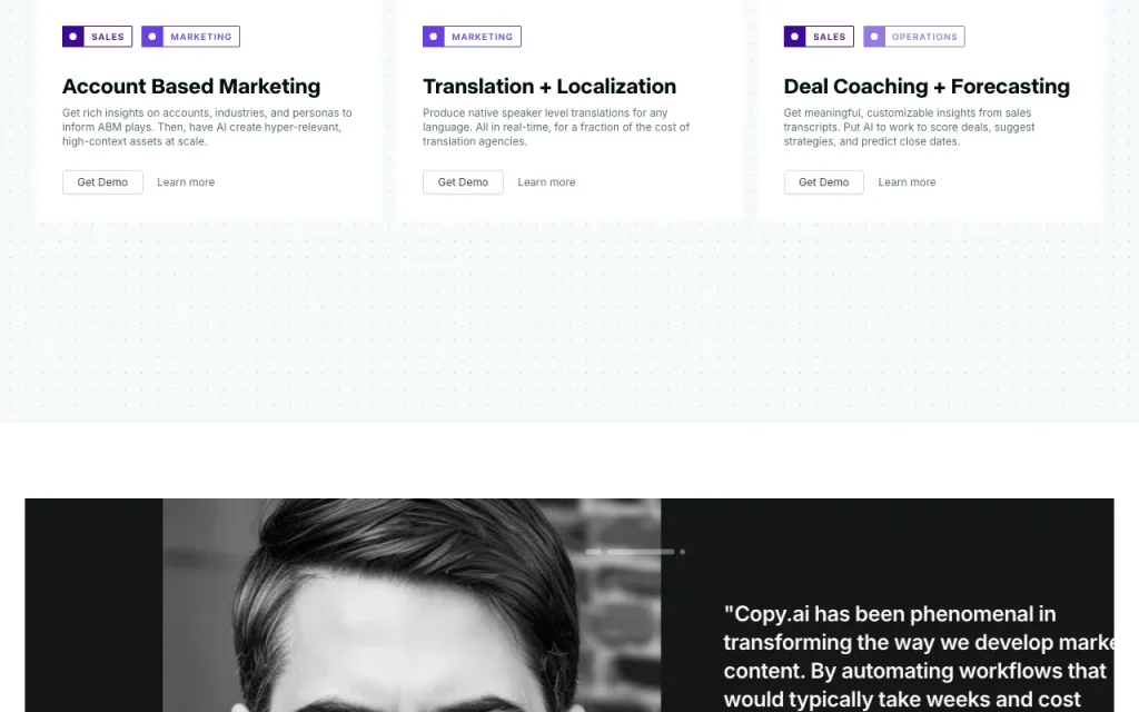 Copy.ai Startseite – Screenshot des KI-Tools produktivität & schreiben, Oct 1, 2026