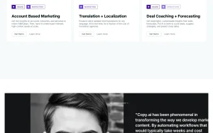 Copy.ai homepage — screenshot of the productivity & writing AI tool, 2026-10-01