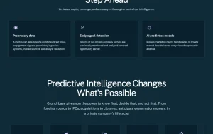 Crunchbase homepage — screenshot of the research & search AI tool, 2026-10-02