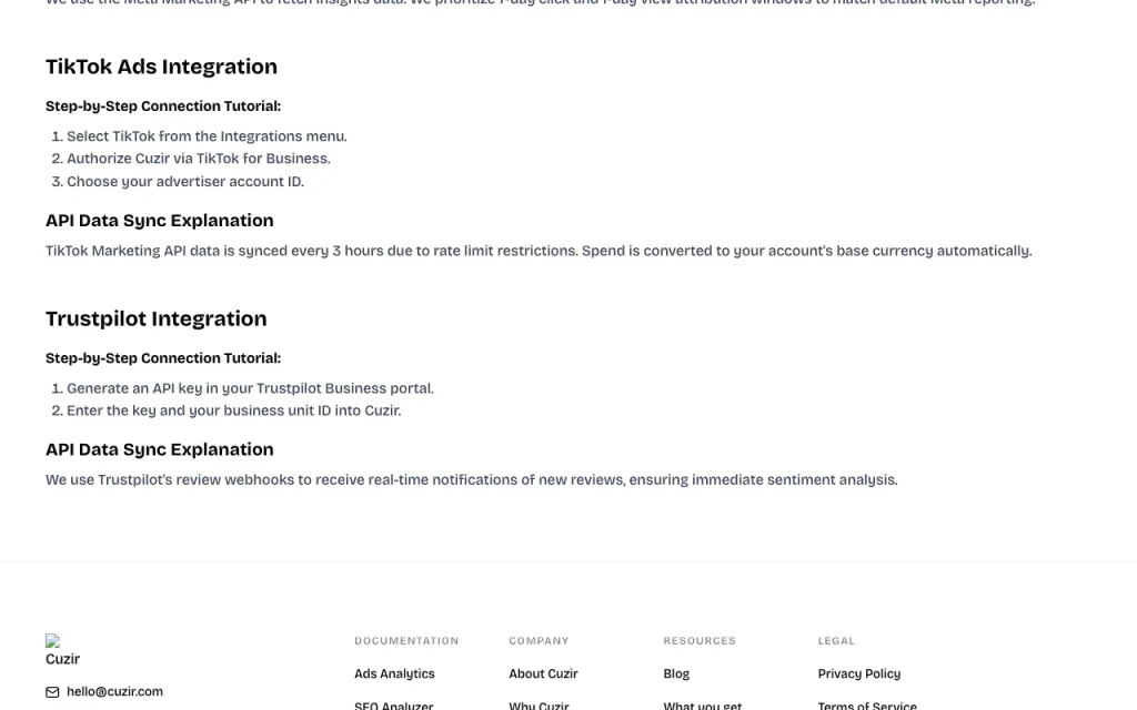 Cuzir documentation — screenshot of the productivity & writing AI tool, Oct 1, 2026