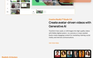 D-ID Creative Reality Studio homepage — screenshot of the video AI tool, 2026-10-01