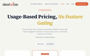 Dealwize pricing page with plans and prices — screenshot of the productivity & writing AI tool, 2026-10-01