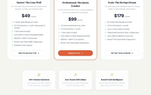 Dealwize pricing page with plans and prices — screenshot of the productivity & writing AI tool, 2026-10-01